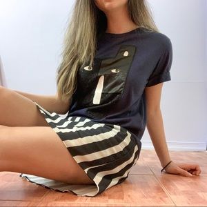 animal figure quirky blue dress with stripes